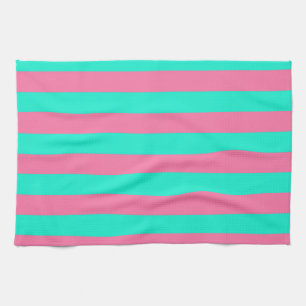 Roze Mint Groen Strepen Design Theedoek