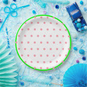 Roze Mint Groene Geometrische Polka Dots Papieren Bordje (Feest)