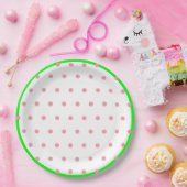 Roze Mint Groene Geometrische Polka Dots Papieren Bordje (Feest)