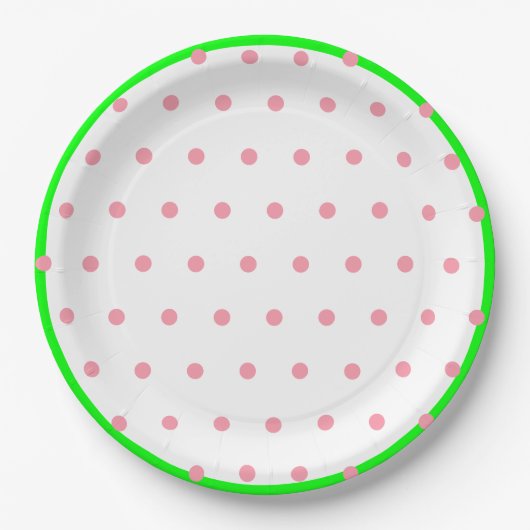 Roze Mint Groene Geometrische Polka Dots Papieren Bordje (Voorkant)