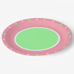Roze Mint Groene Geometrische Polka Dots Papieren Bordje
