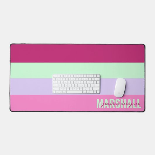 Roze Mint Groene Paarse Strepen Patroonnaam Bureaumat (Keyboard & Muis)