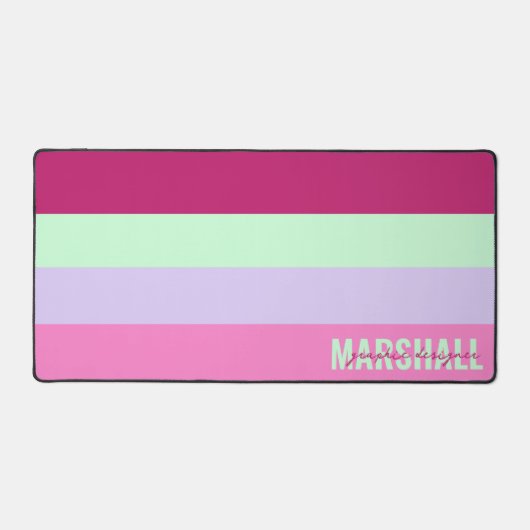 Roze Mint Groene Paarse Strepen Patroonnaam Bureaumat (Voorkant)