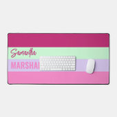 Roze Mint Groene Paarse Strepen Patroonnaam Bureaumat (Keyboard & Muis)