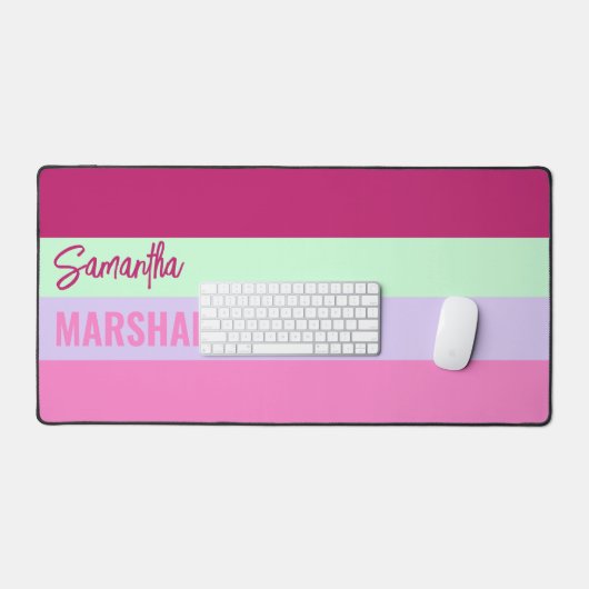 Roze Mint Groene Paarse Strepen Patroonnaam Bureaumat (Keyboard & Muis)
