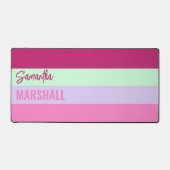 Roze Mint Groene Paarse Strepen Patroonnaam Bureaumat (Voorkant)