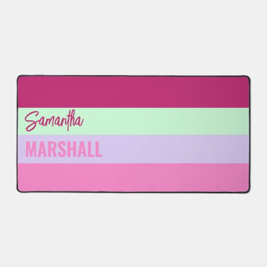 Roze Mint Groene Paarse Strepen Patroonnaam Bureaumat (Voorkant)