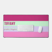 Roze Mint Groene Paarse Strepen Patroonnaam Bureaumat (Keyboard & Muis)