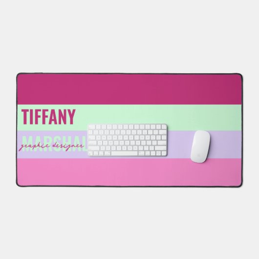 Roze Mint Groene Paarse Strepen Patroonnaam Bureaumat (Keyboard & Muis)