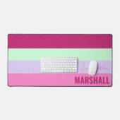 Roze Mint Groene Paarse Strepen Patroonnaam Bureaumat (Keyboard & Muis)