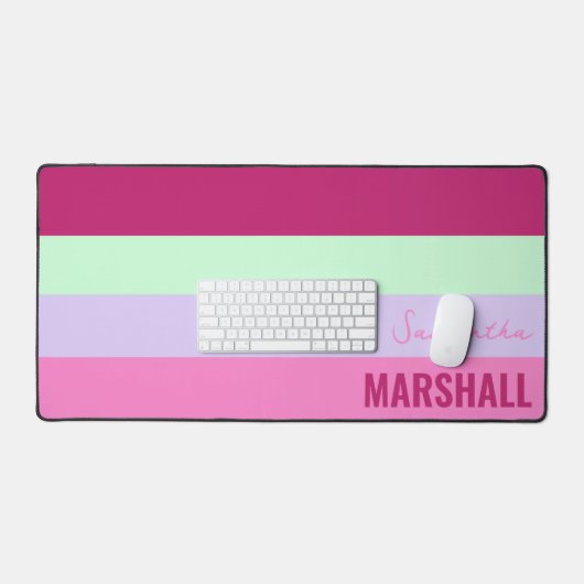 Roze Mint Groene Paarse Strepen Patroonnaam Bureaumat (Keyboard & Muis)
