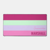 Roze Mint Groene Paarse Strepen Patroonnaam Bureaumat (Voorkant)