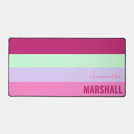 Roze Mint Groene Paarse Strepen Patroonnaam Bureaumat (Voorkant)