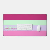 Roze Mint Groene Paarse Strepen Patroonnaam Bureaumat (Keyboard & Muis)
