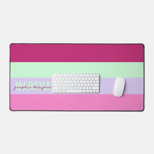 Roze Mint Groene Paarse Strepen Patroonnaam Bureaumat (Keyboard & Muis)