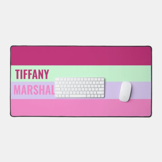 Roze Mint Groene Paarse Strepen Patroonnaam Bureaumat (Keyboard & Muis)