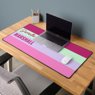 Roze Mint Groene Paarse Strepen Patroonnaam Bureaumat