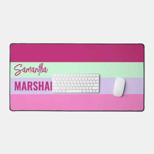 Roze Mint Groene Paarse Strepen Patroonnaam Bureaumat (Keyboard & Muis)