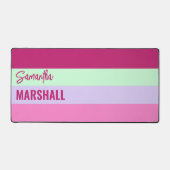 Roze Mint Groene Paarse Strepen Patroonnaam Bureaumat (Voorkant)