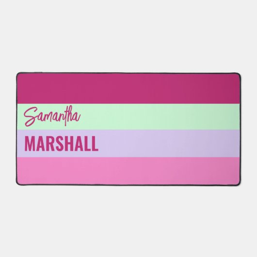 Roze Mint Groene Paarse Strepen Patroonnaam Bureaumat (Voorkant)