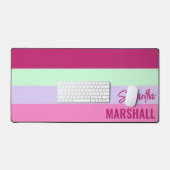 Roze Mint Groene Paarse Strepen Patroonnaam Bureaumat (Keyboard & Muis)