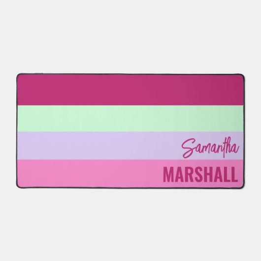 Roze Mint Groene Paarse Strepen Patroonnaam Bureaumat (Voorkant)