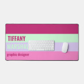 Roze Mint Groene Paarse Strepen Patroonnaam Bureaumat (Keyboard & Muis)