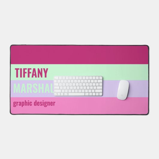 Roze Mint Groene Paarse Strepen Patroonnaam Bureaumat (Keyboard & Muis)