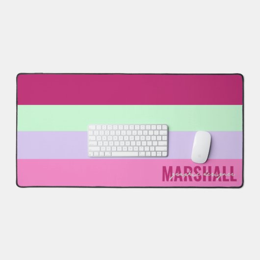 Roze Mint Groene Paarse Strepen Patroonnaam Bureaumat (Keyboard & Muis)