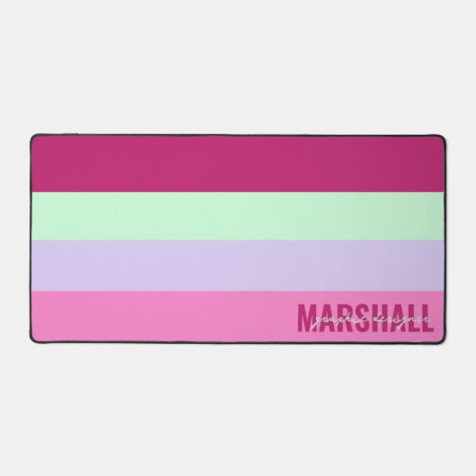 Roze Mint Groene Paarse Strepen Patroonnaam Bureaumat (Voorkant)