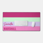 Roze Mint Groene Paarse Strepen Patroonnaam Bureaumat (Keyboard & Muis)
