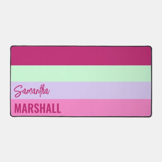 Roze Mint Groene Paarse Strepen Patroonnaam Bureaumat (Voorkant)
