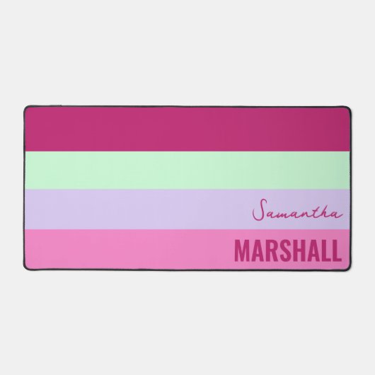 Roze Mint Groene Paarse Strepen Patroonnaam Bureaumat (Voorkant)