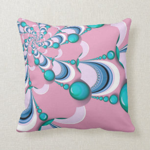Roze + Mint Groovy Swirl Fractal Cushion Kussen