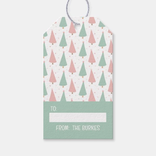 Roze/Mint Holiday Gift Label Cadeaulabel (Voorkant)