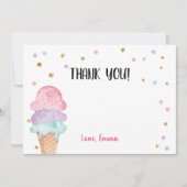 Roze Mint Ice Cream Cone Confetti Dank u kaart (Voorkant)