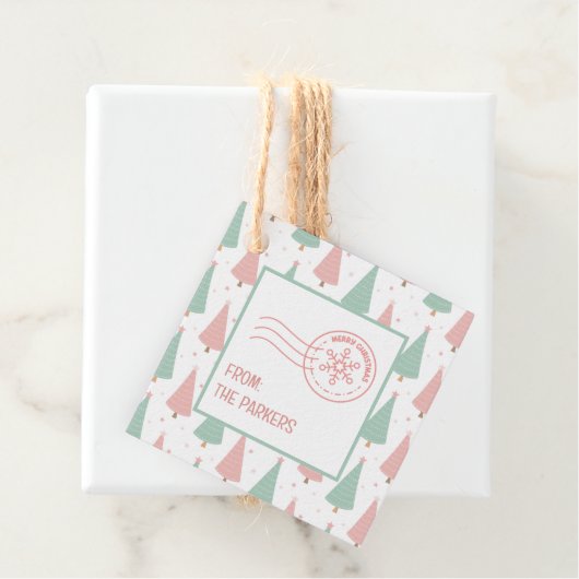 Roze/Mint Kerst Cadeautags Bedankjes Labels (In situ)