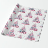  roze mint kerstboom cadeaupapier (Uitgerold)