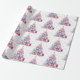 roze mint kerstboom cadeaupapier