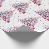  roze mint kerstboom cadeaupapier (Hoek)