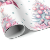  roze mint kerstboom cadeaupapier (Rol Hoek)