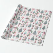 Roze Mint Kerstboom Ornamenten Cadeaupapier (Uitgerold)
