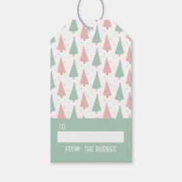 Roze/Mint Kerstcadeautag Cadeaulabel
