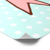 Roze mint lint boog wandkunst poster afdruk (Hoek)