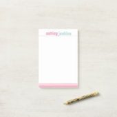Roze & Mint Moderne Naam, Minimalistisch Post-it® Notes (Op bureau)