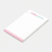 Roze & Mint Moderne Naam, Minimalistisch Post-it® Notes (Schuin)