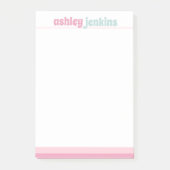 Roze & Mint Moderne Naam, Minimalistisch Post-it® Notes (Voorkant)