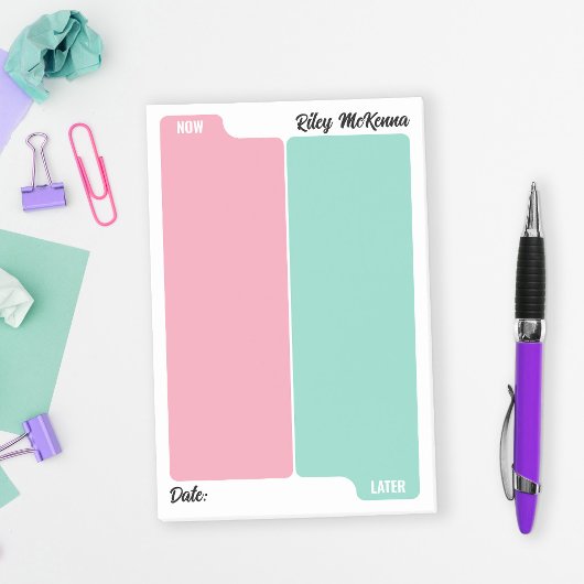 Roze Mint Nu & Later Dagelijkse Planning Post-it® Notes