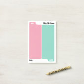 Roze Mint Nu & Later Dagelijkse Planning Post-it® Notes (Op bureau)