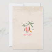 Roze Mint One Cool Babe Surft 1e Verjaardag Kaart (Achterkant)